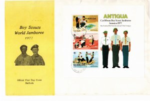 Barbuda 1977 MNH Sc 296a Antigua overprint souvenir sheet FDC