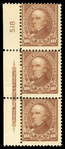 United States, 1894-95 #282C Cat$725, 1898 10c brown, vertical plate number s...