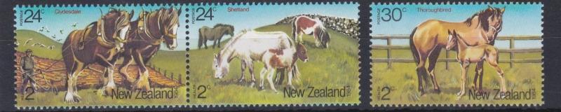 NEW ZEALAND  1984  HORSES SET OF 3  HEALTH    MNH           