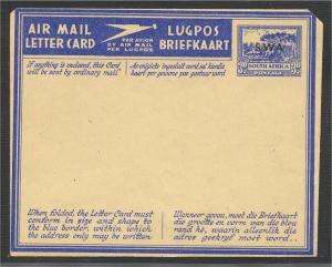 SOUTH WEST AFRICA UNUSED AEROGRAME (OVERPRINT ON SA)