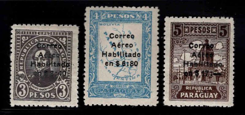 Paraguay Scott C4-C6  MH* 1929 Airmail surcharge set