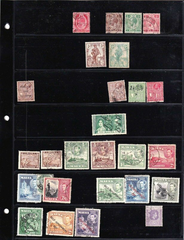 MALTA 2 STOCK PAGES COLLECTION LOT 44 STAMPS $$$$$$$