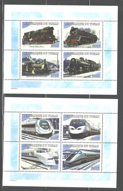 CHAD 2001  TRAINS-LOCOMOTIVE   MSs#897-902  MNH