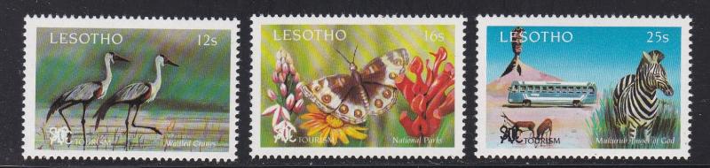 Lesotho # 841-843, Tourism - Cranes, Butterflies, Zebra, NH, 1/2 Cat.