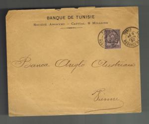 1890 Tunis Tunisia cover to Vienna Austria Bank of Tunisia