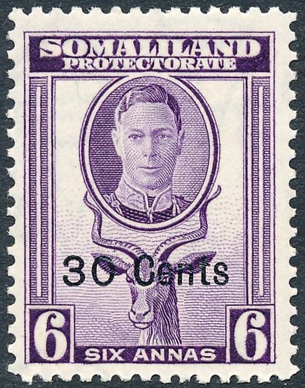 Somaliland Protectorate 1951 30c on 6a Violet SG129 MNH