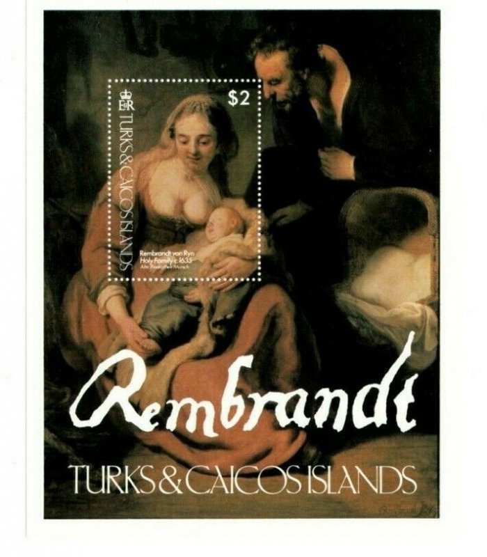 Turks and Caicos 1979 - Rembrandt Art - Souvenir Stamp Sheet - Scott #424 - MNH