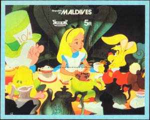 Maldive Islands 1980 Sc#896 ALICE IN WONDERLAND DISNEY CHARACTERS Souvenir Sheet