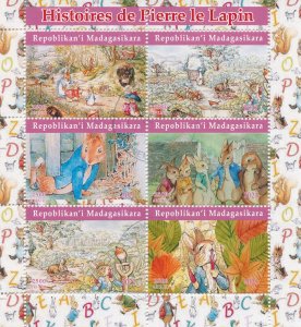 MADAGASCAR - 2021 - History of Peter Rabbit - Perf 6v Sheet - Mint Never Hinged