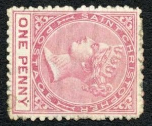 St Kitts-Nevis SG1a 1d Dull Rose Perf 12.5 Wmk Sideways M/M Cat 225 pounds