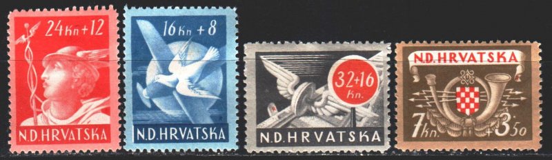 Croatia. 1944. 150-53. Mail, railway, post horn. MLH.