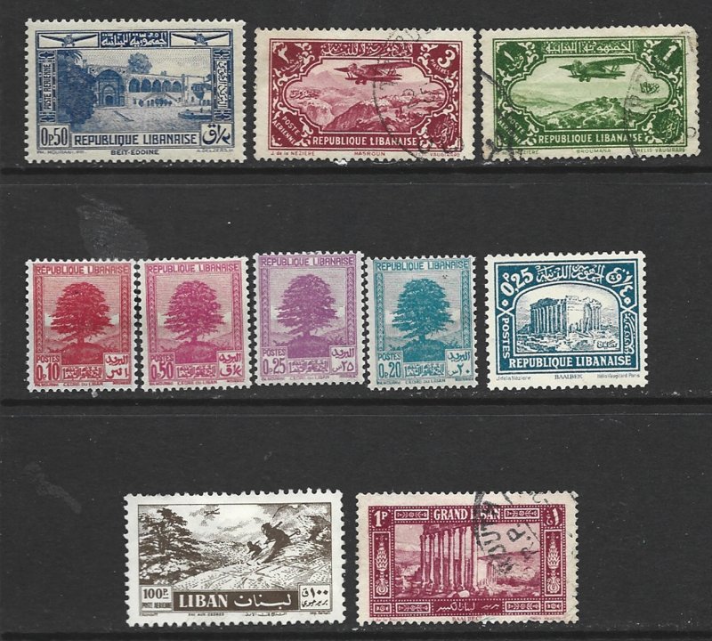 COLLECTION LOT 8830 LEBANON 10 MH/UNG/USED STAMPS 1925+ CV+$15