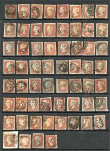 1841 Penny Reds page of 60 in Mix Condition