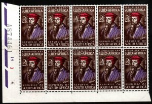 SOUTH AFRICA SG254 1964 400TH DEATH ANNIV OF CALVIN BLOCK OF 10 MNH