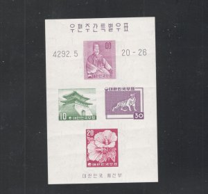 SOUTH KOREA SCOTT# 291B SOUV SHEET, MNH OG