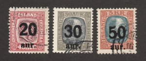 Iceland - Sc# 135, 137, 138 Used         /         Lot 1223167