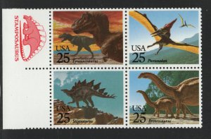 ALLY'S STAMPS US Block Scott #2422-5 25c Dinosaurs [4] MNH F/VF [F-15a_UL]