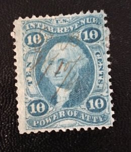 US #R37 Used 10c Blue Power of Attorney Revenue Stamp F-VF 1871