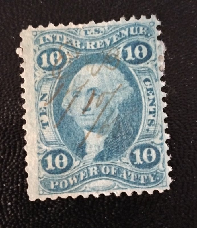 US #R37 Used 10c Blue Power of Attorney Revenue Stamp F-VF 1871