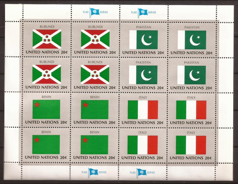 1984 UN-NY - Sc 425-40 - MNH VF - 4 panes of 16 - Flags