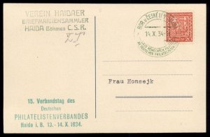 Czechoslovakia 1934 HAIDA Sudetenland Stamp Show German Cover Advertising G99196