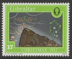 Gibraltar 486 Christmas Green 17p single MNH 1982