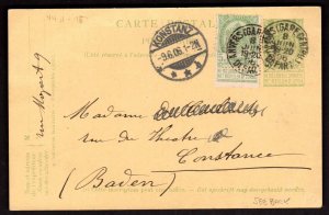 BELGIUM 1906 UPRATED POSTAL CARD WITH ILLUSTRATED OF KINGS OF BELGIUM ANVERS