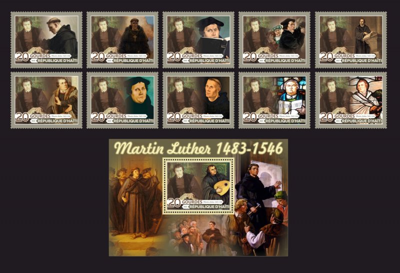 Martin Luther's reform 2023 year 8 stamps + block perforated  NEW