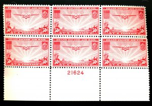 U.S. #C22 MINT PL# BLOCK OF 6 OG NH