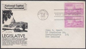 USA 1950 WASHINGTON  - C Stephen Anderson FDC to New Zealand................M472