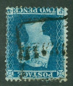 SG 23 2d blue plate 4 lettered FD variety inverted watermark. Fine used, faint..