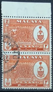 PENANG 1960 PAIR 2CENTS SG56 USED