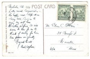 Barbados 1934 PPC of Tin Can Alley, Bermuda to USA franked 2x ½d