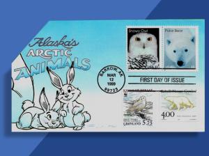 Brrrrrr! Snowy Owl and Polar Bear Chill Out on FDC Shared w/ Greenland Cousins!