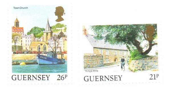 Guernsey Sc 453-54  1991 Building views  stamp set mint NH