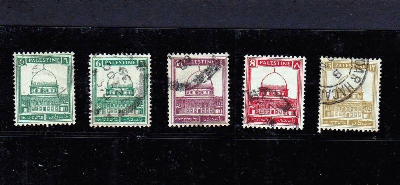 Lot of 5 Palestine (British Mandate) Stamps Issued 1927-32. Mi: 55-64