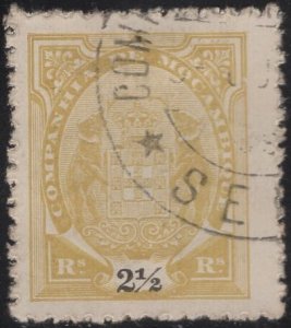 Mozambique Company 1895-1902 used Sc 10 2 1/2r Coat of Arms