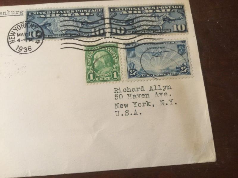 Hindenburg First Flight Cover 1936 Great Shape!
