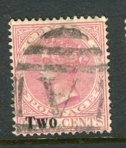 CEYLON; 1888-90 classic QV surcharged issue fine used ' TWO ' Optd.