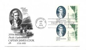 1732-33 James Cook ArtCraft se-tenant block of 4  Anchorage AK FDC