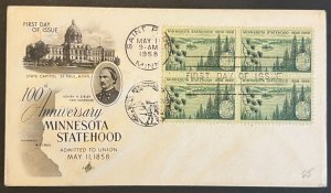 MINNESOTA STATEHOOD #1106 MAY 11 1958 ST PAUL MN FIRST DAY COVER (FDC) BX5