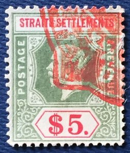 Malaya Straits Settlements KGV 1912-23 $5 on White back USED MCCA SG#212 M4744