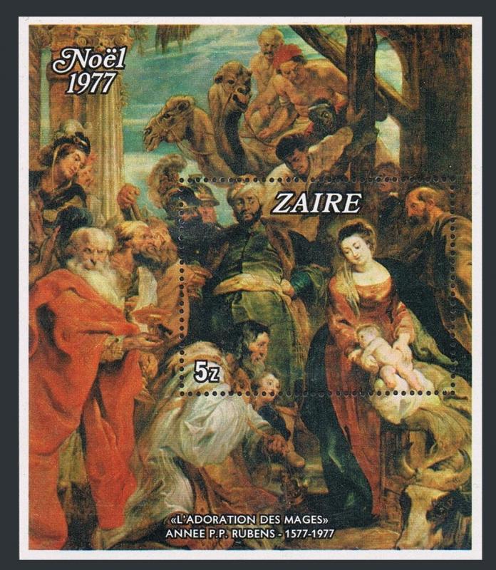 Zaire 861,MNH.Michel 547 Bl.16. Christmas 1977.Adoration of the Kings,by Rubens.