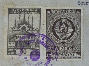 Yugoslavia 1958 Serbia Local LESKOVAC Revenue On Document  CY5