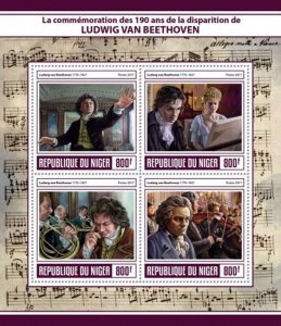 Niger - 2017 Ludwig van Beethoven - 4 Stamp Sheet - NIG17322a