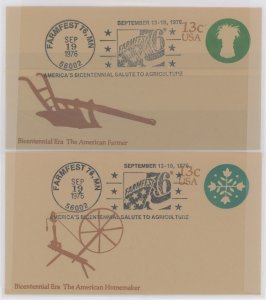 US U572/U573 Bicentennial Issue. Unaddressed covers with cachets. Celebrating Farmfest, Minnesota 1976.