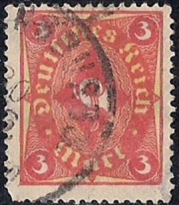 Germany #178  3 M Post Horns, Red & Yellow, used F-VF