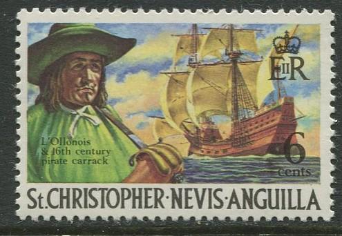 St. KITTS-NEVIS-Scott 212-Definitives-1970- MNH - Single 6c Stamp