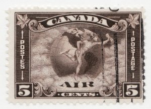 1930 - Sc# C2 - Canada Air Mail, Mercury & Scroll, Used Postage Stamp Cv$20