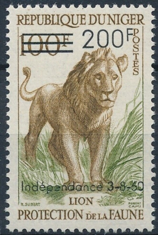 [I1649] Niger 1960 Lions Good OVERPRINTED stamp very fine MNH Value $20.40